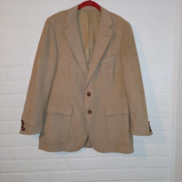 Vintage Chaps Ralph Lauren Scotland Camel Hair Blazer Men 43R Jacket Union Made